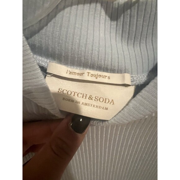 Scotch And Soda Mock Neck High Light Blue Shirt Sz L - Picture 3 of 4